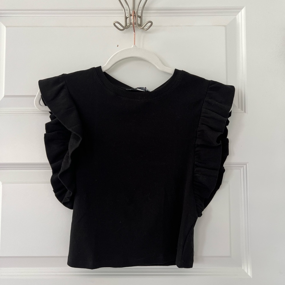 ZARA RUFFLE SHORT SLEEVE TOP